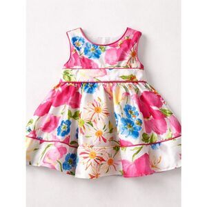 Jenny & Me bold pink floral formal dress 3-6 months